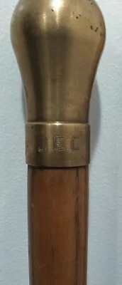  Bastón de roble de caña mango de latón macizo pesado WS rústico antiguo vintage 35" Foto 1 de 4