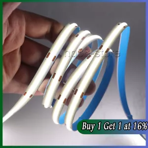 12V High Density COB LED Strip Lights Flexible Tape Rope Cabinet Kitchen Light - Picture 1 of 17