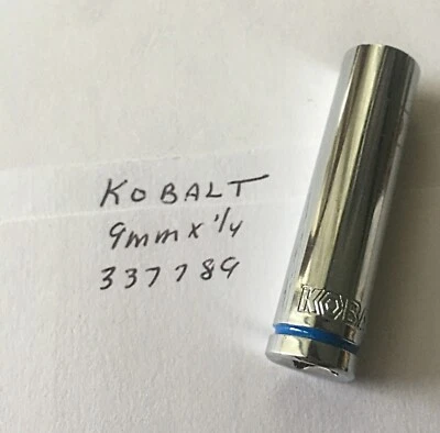 KOBALT 9 mm  x   1/4" DR  DEEP SOCKET  6 Point  # 337789 Free Shipping - Image 1 of 3