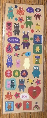 Alien Characters MONSTERs Monkeys Octopus Bear Rainbow Smile Scrapbook STICKERS Foto 1 de 4