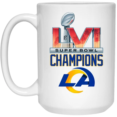 Super Bowl 56 2022 LVI Champions Rams v1 White 15oz Coffee Mug Cup Cover