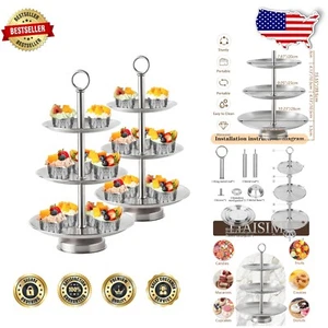 Elegant 3 Tier Stainless Steel Cupcake Stand - Perfect for Celebrations - Picture 1 of 9