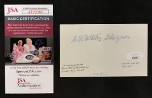 C.F "Whitey" Glazner Signed Index Card JSA AUTO Pittsburgh Pirates MLB (d.1989)! - Picture 1 of 4