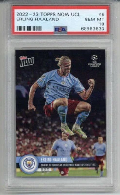 2022-23 TOPPS NOW UCL DEBUT WITH MANCHESTER CITY #6 ERLING HAALAND PSA 10 RARE - Image 1 of 2