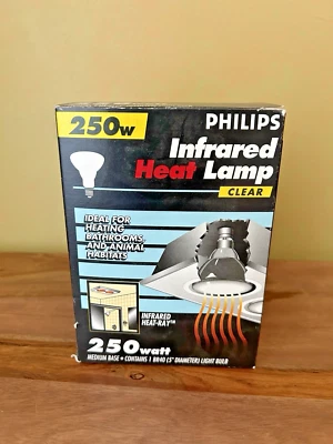 PHILIPS 250-Watt BR40 Heat Lamp Clear Flood Light Bulb Medium Base NIB - Image 1 of 4