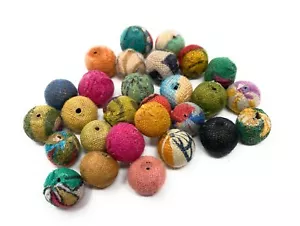 Cuentas de tela Kantha recicladas - 6 mm - Imagen 1 de 1