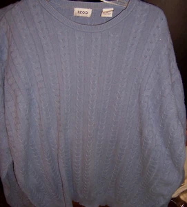 Suéter IZOD Medio Azul 100% Algodón Tejido con Cable - TALLA XL - Imagen 1 de 3