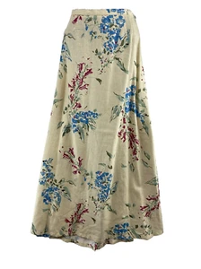 Napa Valley Women's Size 16 Floral Pleated Skirt Elastic Waist Midi Linen Rayon - Picture 1 of 12