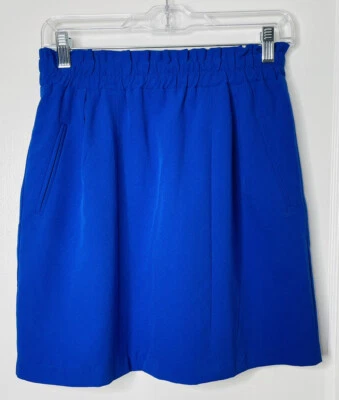 Everly Mujer Talla M Falda Azul Plisada Corta Bolsa de Papel Cintura Alta Bolsillos de Papel Foto 1 de 4