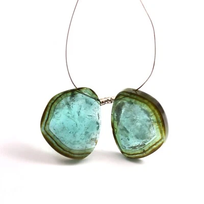 Par elegante de turmalina sandía de plata esterlina 26,00 CTS cabujón liso Foto 1 de 4