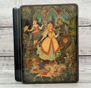 Ukrainian Lacquer Box  Art Painting School Fairy Tale Handmade Jewelry Box - Picture 1 of 10