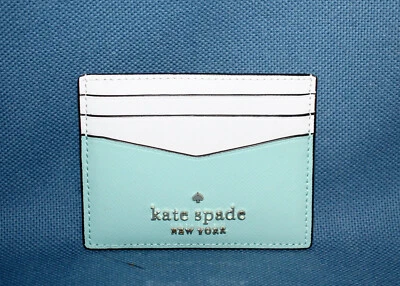 Portatarjetas de crédito KATE SPADE Staci Colorblock cuero azul blanco roto WLR00125 Foto 1 de 3