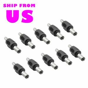 10 pcs 5.5mm x 2.1mm Male Plug to Male CCTV DC Power Plug Adapter Connector US - Picture 1 of 2