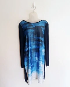 Phase Eight Kleid Größe 12 Damen Blau Abstraktes Muster Hängerchen Langarm Strick - Bild 1 von 13