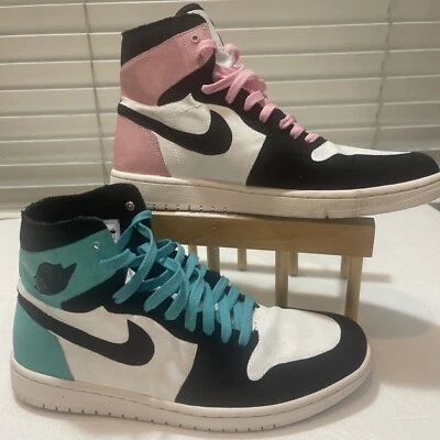 Nike Air Jordan 1 Retro PERSONALIZADO Rosa/Aqua Alto Deconstruido 867338-010 talla 10.5 Foto 1 de 4