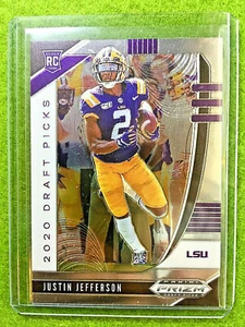 JUSTIN JEFFERSON PRIZM ROOKIE CARD JERSEY #2 LSU RC 2020 Panini Prizm DraftPicks - Picture 1 of 12