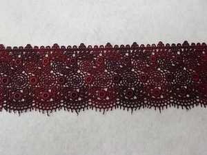 50 CM PIZZO PIZZI MACRAME' BORDEAUX FESTONATO DECORAZIONE BORDURA SEMILUCIDO - Picture 1 of 1