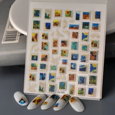 2 Hojas Gradiente Marco Geométrico Cuadro Arte en Uñas Decoración Pegatinas Co325/326 NS52 Foto 1 de 4