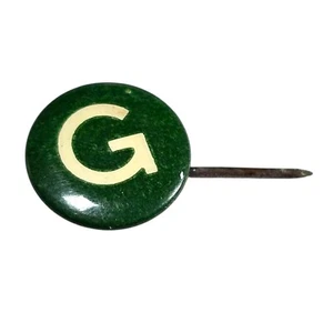Vintage Letter G Pin Button Whitehead Hoag Celluloid Stickpin Badge 1910s Green - Picture 1 of 6