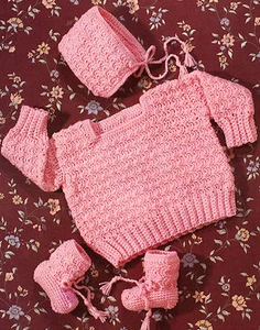 ADORABLE Pretty In Pink Baby Sweater Set/Crochet Pattern INSTRUCTIONS ONLY - Picture 1 of 1