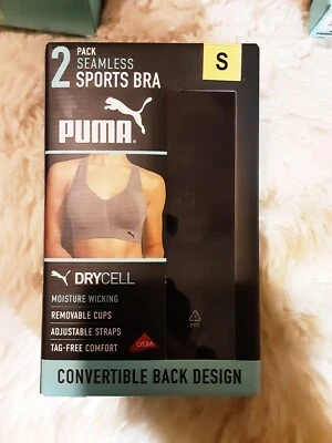 Sujetador deportivo sin costuras Drycell Performance 2PK PUMA para damas U&Cross-Back S NEGRO Foto 1 de 4