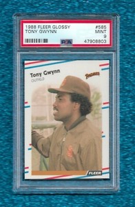 1988 FLEER GLOSSY #585 TONY GWYNN PSA 9 MINT HOF PADRES 8X BATTING TITLE