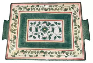 Pfeltzgraff French Quarter Ceramic Large Handled Dinner Platter Green Vines Ivy - Picture 1 of 3