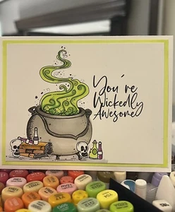 handmade Card Kit Stampin' Up! Halloween Angie Blom Wickedly Awesome - Picture 1 of 1