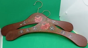 2x Vintage Clothes Hanger, Hand Painted Wooden - Picture 1 of 7