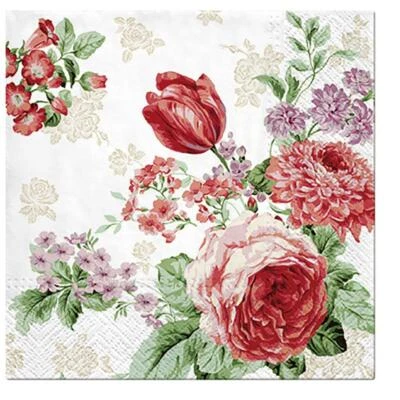 PAPER NAPKINS / SERVIETTES PK20 ROSES TULIP & FLOWER MIX  MADE IN EUROPE 3PLY - image 1 of 2