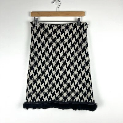 Falda Lápiz Pata de Gallo Cynthia Steffe Piel de Conejo Cuero Dobladillo Retro Talla 6/8 Foto 1 de 4