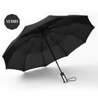Strong Windproof Umbrella Automatic Open Close Compact Folding Travel 10 Ribs