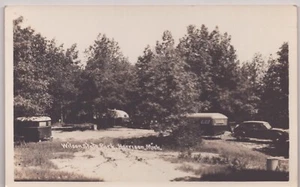 Cartolina RPPC - Wilson State Park - Harrison Mich - rimorchi/auto d'epoca da viaggio - Foto 1 di 2