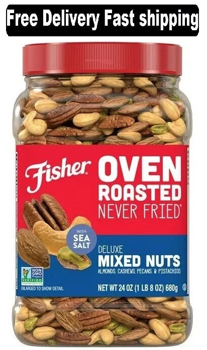 Fisher Snack Oven Roasted Never Fried Deluxe Mixed Nuts 24 Oz Almonds Pecans