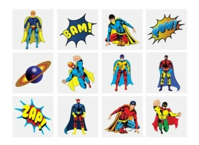 HENBRANDT KIDS TEMPORARY TATTOOS Superhero Design Party Bag Fillers for Children
