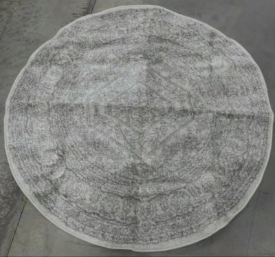 IVORY / SILVER 4' X 4' Round Stained Rug, Reduced Price 1172622747 ADR108B-4R - Image 1 of 4