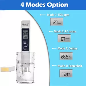 3in1 Digital TDS EC TEMP Meter Water Quality Tester Pen 0-9990ppm Purity A4Y8 - Photo 1/6