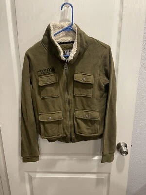 Volcom Fresh Stomping Grounds Green Military Quilted Jacket Junior's Medium 12 - Image 1 of 4