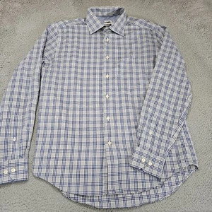Joseph Abboud Shirt Mens Medium Blue Gray Check Cotton Button Up Long Sleeve - Picture 1 of 10