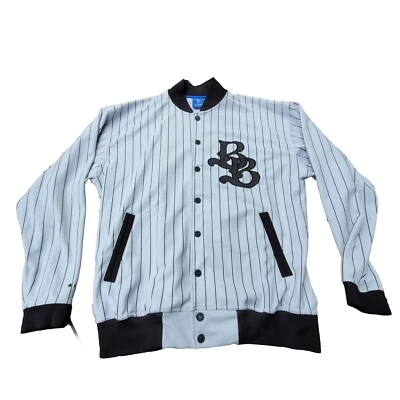 Camiseta deportiva rara Bad Boy Athletics con botones a rayas talla XL gris negra Foto 1 de 4