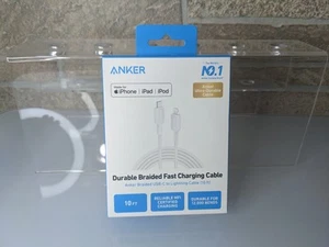 Anker 10' Braided Lightnin to USB-C Fast Charging Cable - White - Photo 1 sur 2