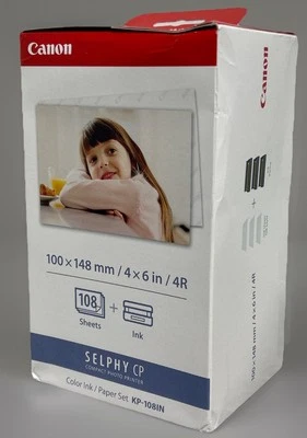 Juego de tinta y papel color Canon KP-108IN Selphy CP 4x6" 108 hojas 3 cartuchos de tinta Foto 1 de 3