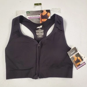 Avia Sports Bra Womens XL Black Zip Front Medium Support Seamless Cooling Gym - Picture 1 of 6