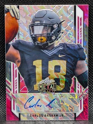 2021 Leaf Metal Draft Carlos Basham Jr. Portrait Auto Marbles Pink /25 - Image 1 of 2