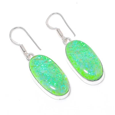 Pendiente de joyería de plata de ley 925 con piedras preciosas de ópalo triple australiano verde 2" Z7 Foto 1 de 4