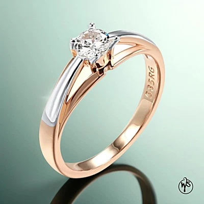 Leuchtend Ring Vergoldet Rosegold Gold 585 Rolled Silber Zirkonia Geschenkbeutel - Bild 1 von 4