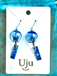 Juego de grúas carillón viento azul pierces pendientes japoneses - Imagen 1 de 2