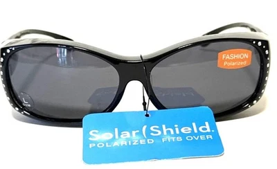 Nuevo POLARIZADO Se Ajusta Sobre Gafas Rx ESCUDO SOLAR Gafas de sol Negro Estrás Foto 1 de 4