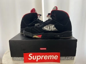 Air Jordan 5 Retro Supreme Black 2015 (824371-001) SZ 10.5 Rare Collab Excellent - Picture 1 of 21