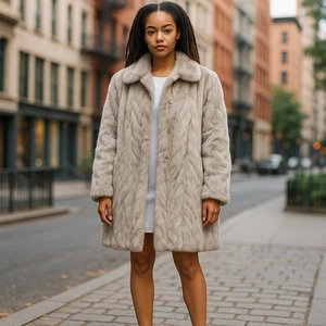 VINTAGE Regal Furs Allen Marcus Edmonton Gray Fur Coat Size Small  - Bild 1 von 14